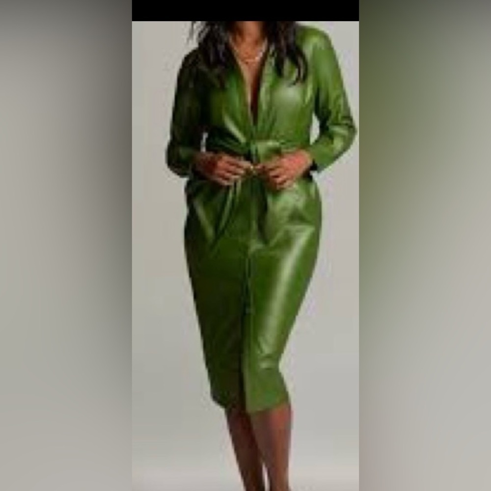 Gabrielle Union Faux Leather green trench L